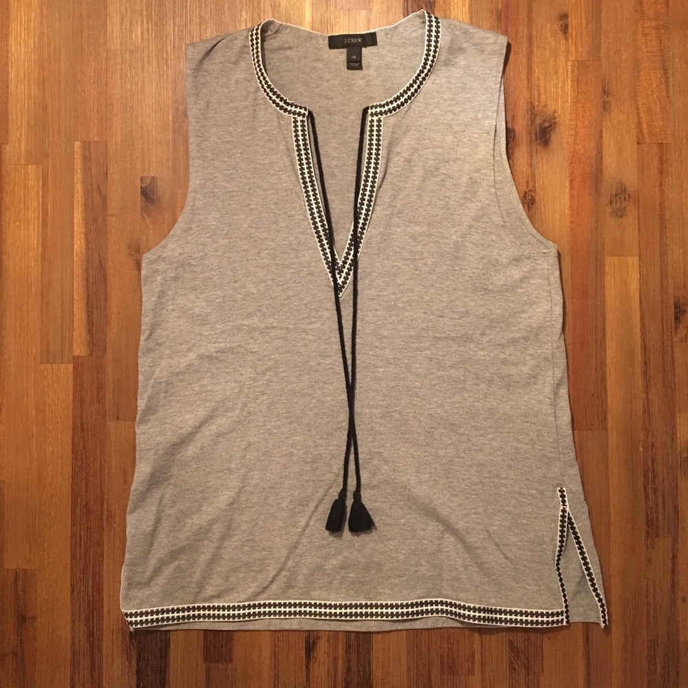 J. Crew gray tank with fun detail, size XS